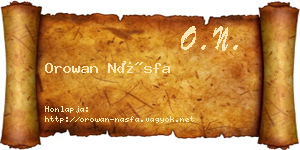 Orowan Násfa névjegykártya
